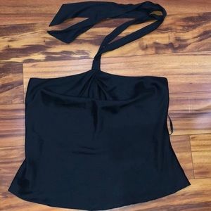 Black silk halter top